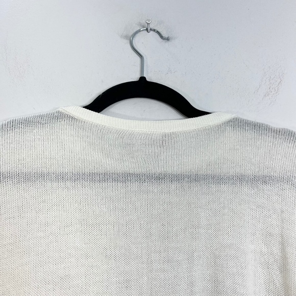 Vintage 70s 80s ivory pink open knit oversized batwing lightweight sweater - Picture 13 of 16